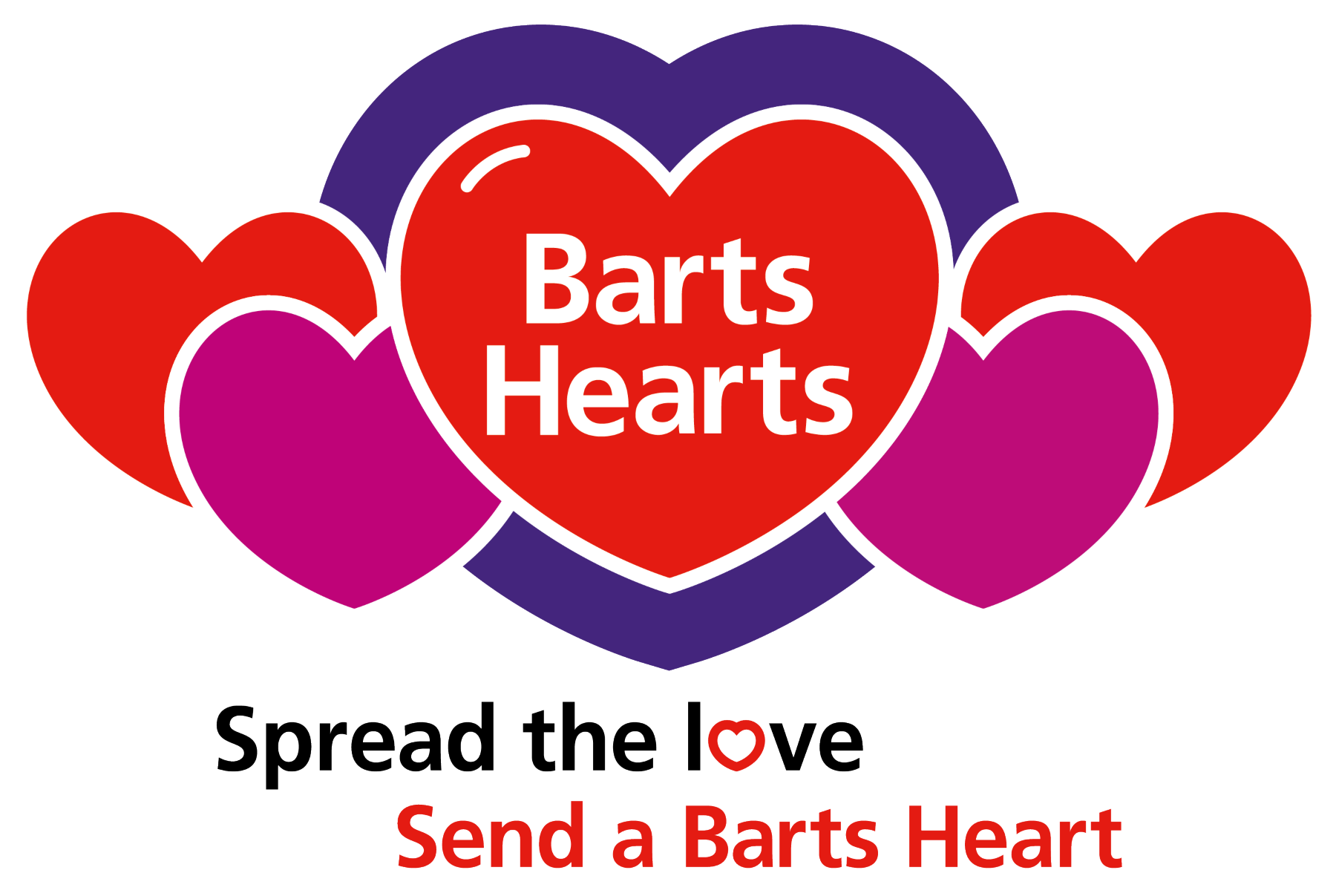 Barts Hearts logo with a tagline of spread the love